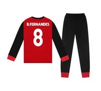 Manchester United FC Officiel - Pyjama Long thème Football - garçon - imprimé Effet Sublimation - Rouge B.Fernandes - 13-14 Ans