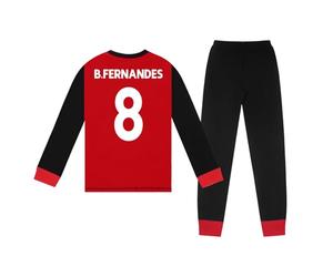 Manchester United FC Officiel - Pyjama Long thème Football - garçon - imprimé Effet Sublimation - Rouge B.Fernandes - 13-14 Ans