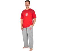 Manchester United FC Pyjama Long Homme, Coton Vêtements de Nuit - Cadeau Homme (Rouge/Gris, L)