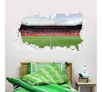 Manchester United Football Club Official Broken Wall Sticker mural Old Trafford Stadium + autocollant Man Utd en vinyle imprimé Art mural (90 cm)