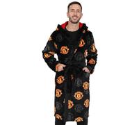 Manchester United Peignoir à capuche en polaire pour homme officiel F.C, Noir , S