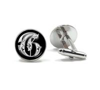 Manchette 26 Letter Royal Initialen Glass Cabochon Men's Cufflinks Gift(Style20)