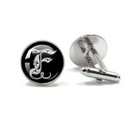 Manchette 26 Letter Royal Initialen Glass Cabochon Men's Cufflinks Gift(Style21)