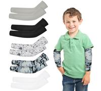 Manchette, 5 PCS Manchette Anti UV pour Enfant, Manchons de Bras pour Enfants, Manchette Gaming, Manchons Anti Soleil Refroidissement, für Kinder und Jugendliche mit Dem Fahrrad (gris, 3-7 ans)