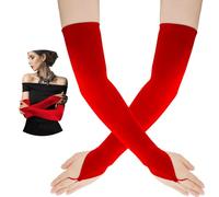 Manchette Bras Femme,Gant De Soie,Gant,Mitaine,Gant En Soie,Gant Soie,Mitaine Femme,Gant Femme,Gant Halloween,Gant Satin,Gant Opera Femme,Gants Et Moufles Femme,Gant De Soirée,Longs Gants,Rouge,1paire