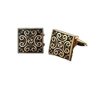 Manchette Classic Men's French Shirt Cufflinks High-end Square Retro Pattern Love Rose Blue Cuffs Button(Color-6)