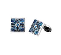 Manchette Classic Men's French Shirt Cufflinks High-end Square Retro Pattern Love Rose Blue Cuffs Button(Color-20)