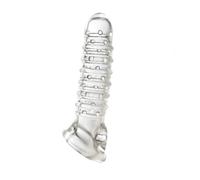 Manchette De Pénis Éjaculation Extension Prépuce Agrandissement Du Gode Manchon Préservatif Retard Sex Toy(Clear)