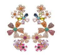 Manchette d'oreille fleur en cristal coloré bnmvf, manchette d'oreille florale - boucles d'oreilles cartilage à clipser avec cristaux créés en laboratoire (Cuivre)