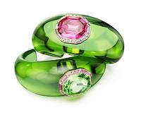 Swarovski Parure composée de deux manchette Dulcis vertes, avec des cristaux pavé de taille octogonale vert et rose accompagnés de Zirconia incolores et roses, dans un placage de ton or ; Taille M