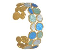 Manchette en acier réglable en forme de goutte d'huile vibrante, bijou unisexe léger pour une tenue décontractée et formelle, フリーサイズ