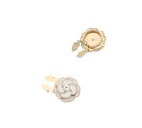 Manchette Fashion Camellia Cufflinks DIY Clothing Accessories Casual Business(White-gold)