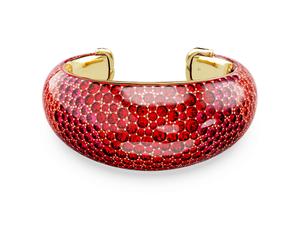 Manchette Idyllia, Rouge, Doré à l’or 18 carats (750/1000) L
