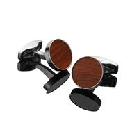 Manchette Men's French Shirt Cufflinks High-end Round Shell Cat's Eye Stone Redwood Cuffs(PURPLE)