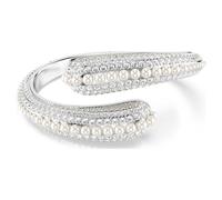 Manchette Sublima, Perle de cristal, Taille ronde, Blanche, Métal rhodié M