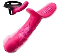 Manchette Vibrante à String Réglable pour Cœur G, Jouet Sexuel Lesbien avec 9+9 Modes Vibratoires Contrôlés à Distance, Doublure en Silicone Médical, Rose