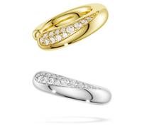 Manchettes d’oreilles Swarovski Classica, Taille ronde, Blanches, Argent 925, doré à l’or 18 carats (750/1000) OS