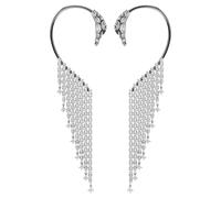 Manchettes d’oreilles The Vienna Collection, Cygne, Blanches, Métal plaqué ruthénium OS
