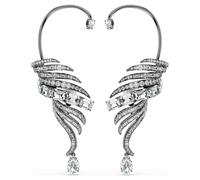 Manchettes d’oreilles The Vienna Collection, Plume, Blanches, Métal plaqué ruthénium OS