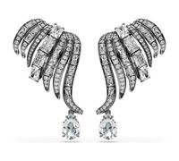 Manchettes d’oreilles The Vienna Collection, Plume, Blanches, Métal plaqué ruthénium OS