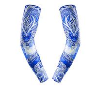 Manchettes De Bras Homme,iSpchen 2pcs Manchettes De Bras Manches De Bras Refroidissement Soleil Bras Manches Glacé Sun UV Protection Tatouages Manches Respirant pour Conduite Cyclisme Jogging