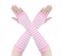 Manchettes gothiques Emo Punk Mitaines Y2K Kawaii Manches Manches Halloween Costume Femboy Longues Rayures Gants