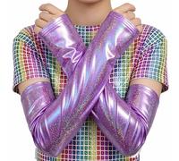 Manchettes Longues Brillantes Enfant Accessoires de Danse Unisexes | Finition Réfléchissante Gant de Déguisement pour Fêtes Bals Masqués Chorégraphies Concerts Soirées Festives Spectacles