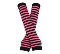 Manchettes-mitaines - Gants longs - style punk/gothique/rock, Noir et fuchsia, taille unique