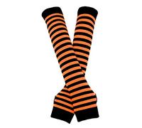 Manchettes-mitaines - Gants longs - style punk/gothique/rock, noir/orange, taille unique
