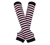 Manchettes-mitaines - Gants longs - style punk/gothique/rock, noir/rose, taille unique