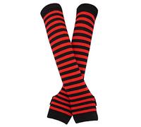 Manchettes-mitaines - Gants longs - style punk/gothique/rock, noir/rouge, taille unique