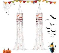 Manchon à air effrayant drapeaux fantômes - 2 pièces de drapeaux de manche à vent - Décoration d'arbre de jardin effrayant - Chaussettes à vent - Décoration pour arbre, arrière-cour, terrasse