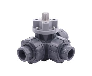 Manchon à Coller 40 mm L-alésage Vanne à Bille PVC 3 Voies ISO-Top F03 10 bar PTFE/EPDM