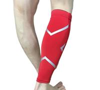 Manchon Compression Mollet Jambières de Football à Compression élastique, chaussettes longues, bas for hommes et femmes, basket-ball, volley-ball, Support jambe, protecteur, manches mollet(Red,XL)