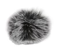 Manchon coupe-vent pour microphone avec rabat en fourrure synthétique confortable pour l'extérieur (blanc et noir)