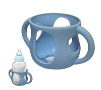 Manchon de biberon - Porte-biberon anti-chute, aide à l'alimentation de voyage anti-déversement, support en verre pour avec poignées, passe au lave-vaisselle pour l'alimentation, les voyages
