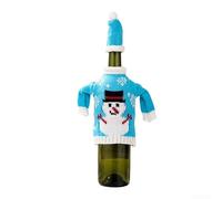 Manchon de bouteille de vin de Noël tricoté avec motif bonhomme de neige, conçu pour améliorer la décoration de table de vacances et les célébrations (D)