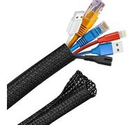 Manchon de câble Gaine extensible de 1/5 mètres, tressée à fermeture automatique, câble isolant en PET, chaussette, Tube, métier à tisser fendu for organisateur de canalisations, Protection d'envelopp