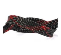 Manchon de câble tressé en nylon | Gestion des câbles multicolores de 2 mm : configuration du bureau(Black Red Cross)