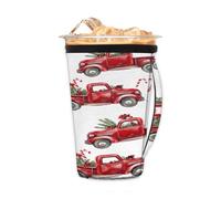 Manchon de café glacé réutilisable avec poignée - En néoprène - Motif branche de sapin d'hiver - Pour boissons froides - 680,4 g à 800,8 g - Rouge