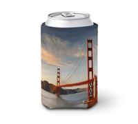 Manchon de canette de 355 ml, réutilisable en composite de PVC élastique pour boissons froides et chaudes, manches isothermes à imprimé Golden Gate Bridge pour bière