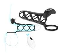 Manchon de pénis avec vibromasseur - Manchons de pénis avec anneau pénien - Vibration - Télécommande - Cage de chasteté - En silicone - Pour homme