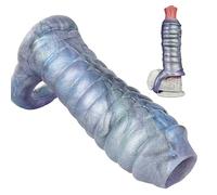 Manchon de pénis de dragon réaliste avec anneau de testicule Manchon de pénis en silicone Gode monstre Extension d'agrandissement du pénis Stimulation du point G Poignets de pénis pour extension