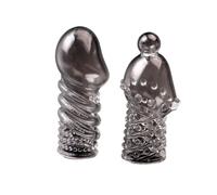 Manchon De Pénis Fileté Transparent Pour Homme Stimulation Du Point G Manchon De Coq En Granules Extenseur De Pénis Réutilisable Jouets Sexuels Pour Adultes Pour Hommes (2Pcs)
