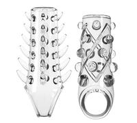 Manchon de pénis masculin transparent en silicone souple 2 pièces avec anneau pénien stimulation du point g manchon pénien à extrémité ouverte prolongateur de pénis réutilisable jouets pour hommes