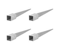 ADGO Douille à enfoncer dans le sol - Set de 4 supports de poteau 100x100 Longueur 750 mm - Ancrage de sol pour poteau en bois - Galvanisé à chaud - Douille à enfoncer dans le sol - Ancre