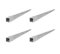 ADGO Lot de 4 supports de poteau à enfoncer - 50 x 50 mm - Longueur : 600 mm - Support de poteau - Ancrage au sol pour poteaux en bois - Galvanisé à chaud - Douille à enfoncer - Ancre