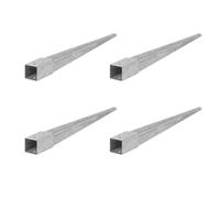 ADGO Douille à enfoncer dans le sol - Kit de 4 supports de poteau 60x60 Longueur 750 mm - Ancrage pour poteau en bois - Galvanisé à chaud