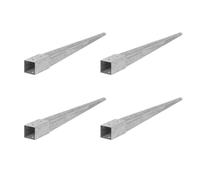 ADGO Douille à enfoncer dans sol - Set de 4 Supports de Poteau 80x80 Longueur 750 mm - Ancrage de sol pour Poteau en Bois - Galvanisé à Chaud