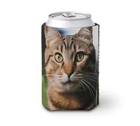 Manchon de tasse avec motif chat tigré sur l'herbe pour boissons froides, durable, réutilisable, isotherme, compatible avec la plupart des types de tasses